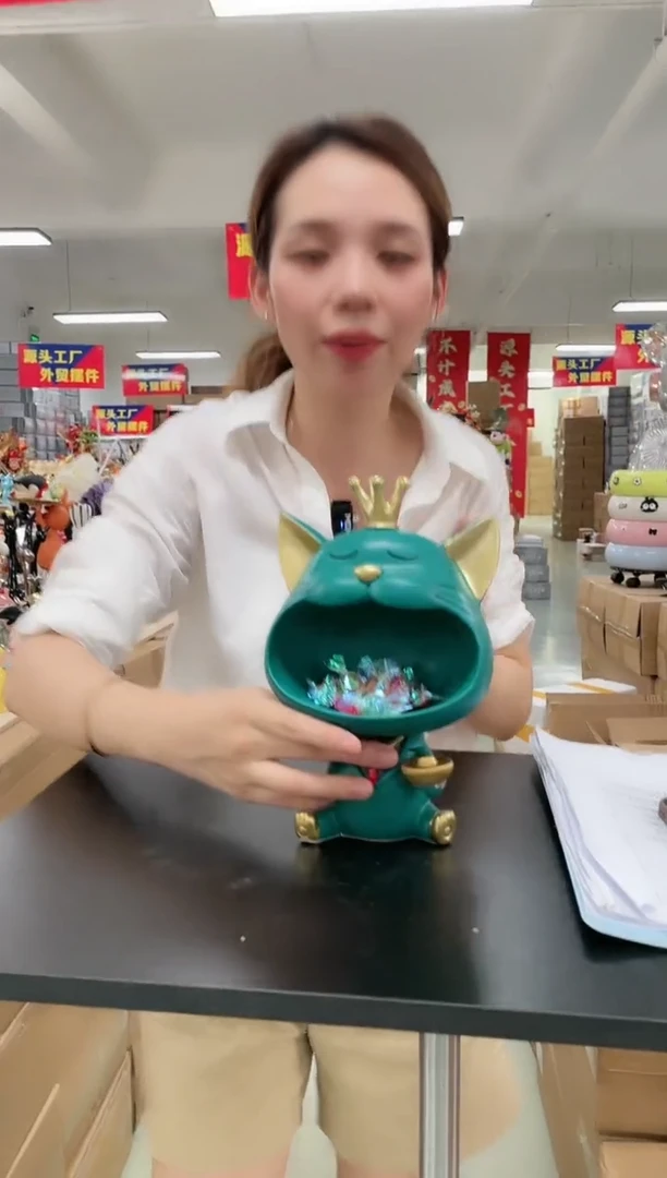 树脂【孤品仅一件】大嘴猫绿色收纳