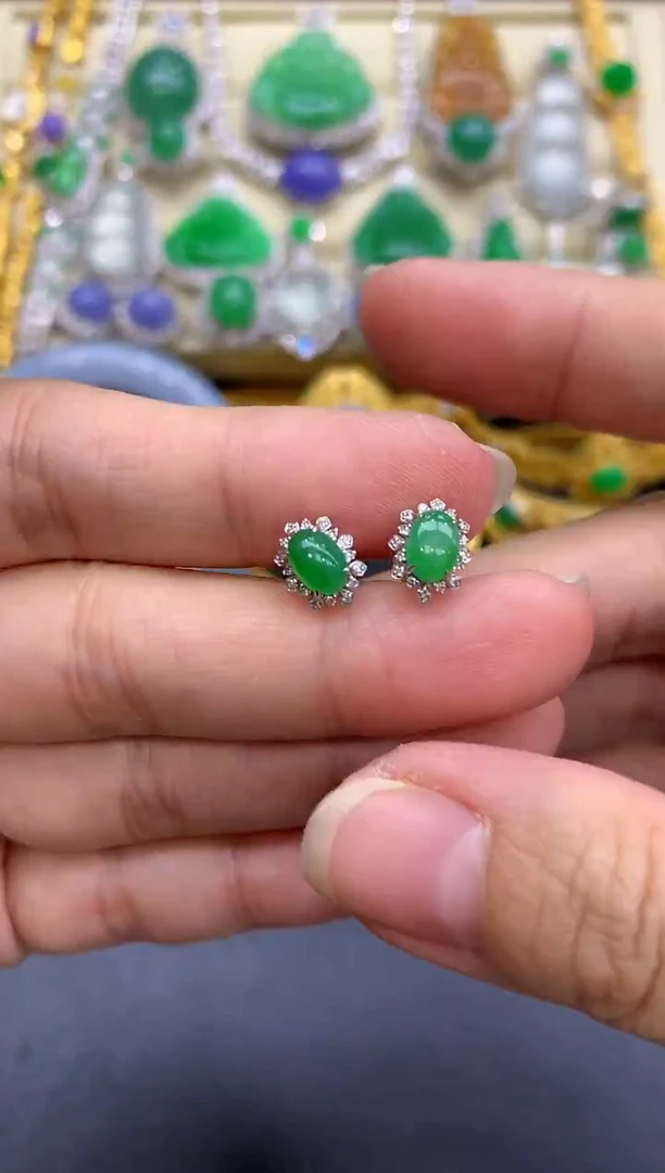 18K金镶嵌翡翠耳饰188-中国好珍宝