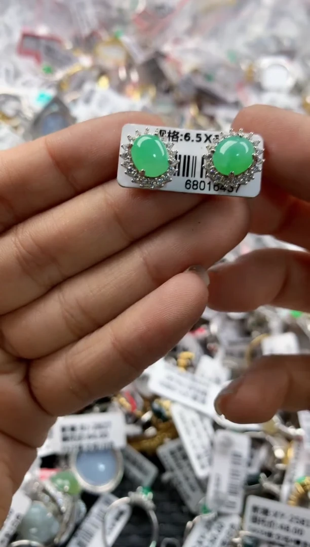 银S925镶嵌戒指翡翠181818----1