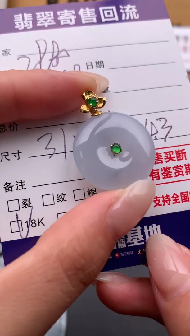 翡翠18K金镶嵌颈饰10134842