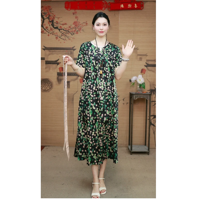 【蓝夫人 泡沫之夏】 ·女装碎花裙瘦连衣裙气质长裙短袖