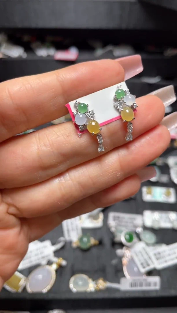 银S925镶嵌戒指翡翠天然翡翠A货