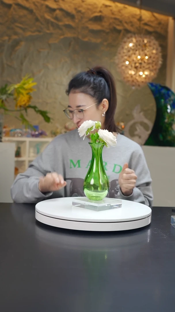 手工艺品琉璃木**木祖母绿玉净瓶