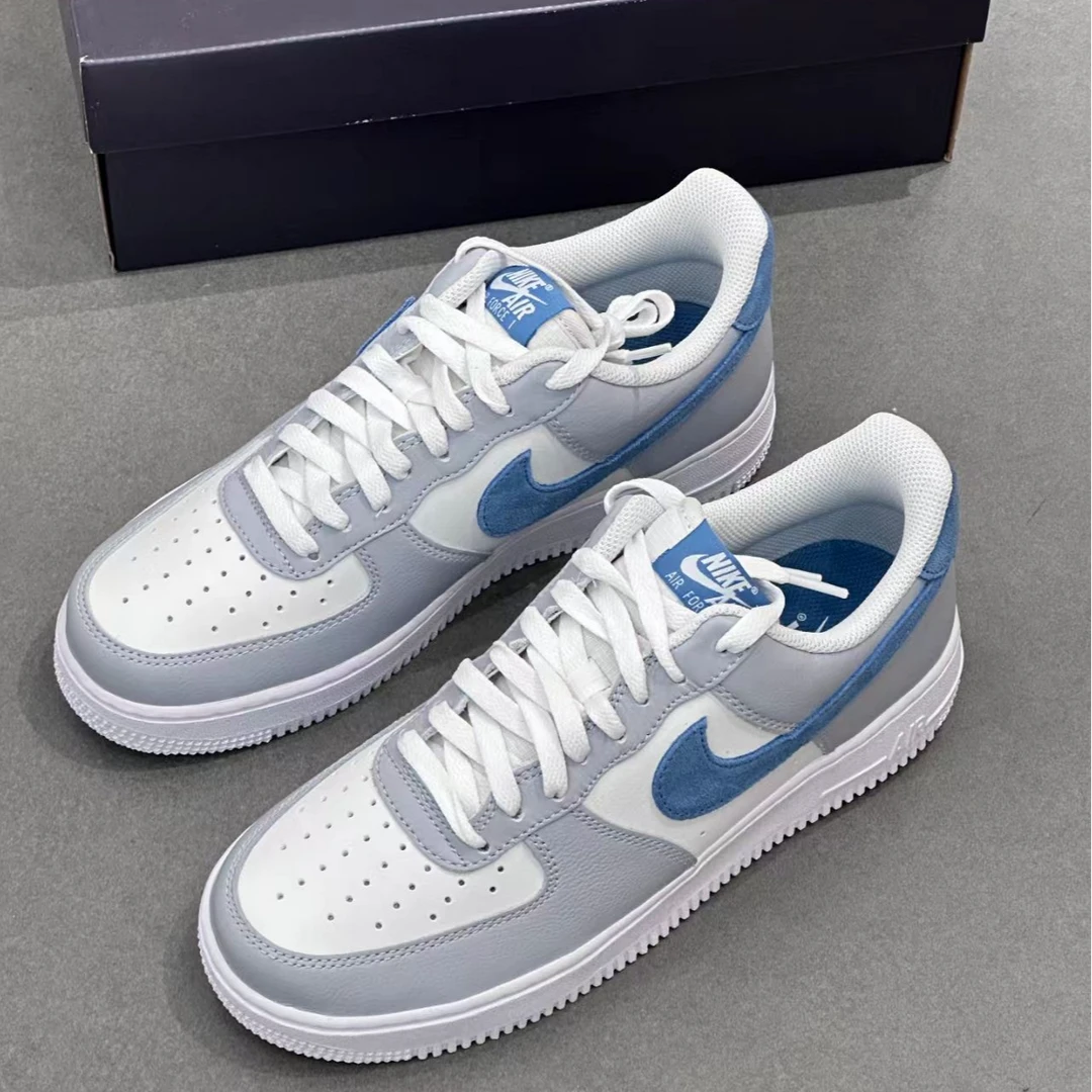 NIKE耐克 Air Force 1 07 男款低帮蓝灰白低帮休闲板鞋官方正品