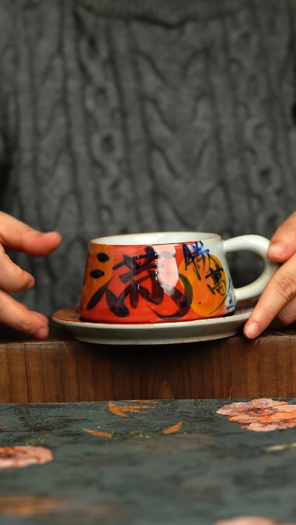 杯釉下彩手工手绘同款陶器