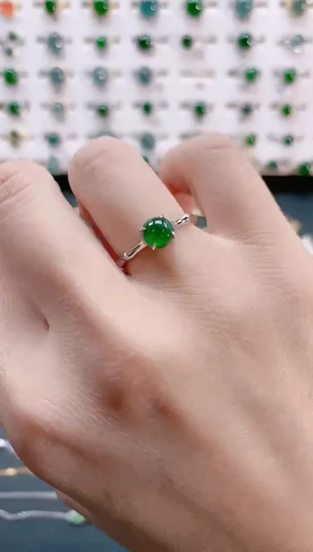 【闪购商品】翡翠戒指银S925镶嵌天然翡翠