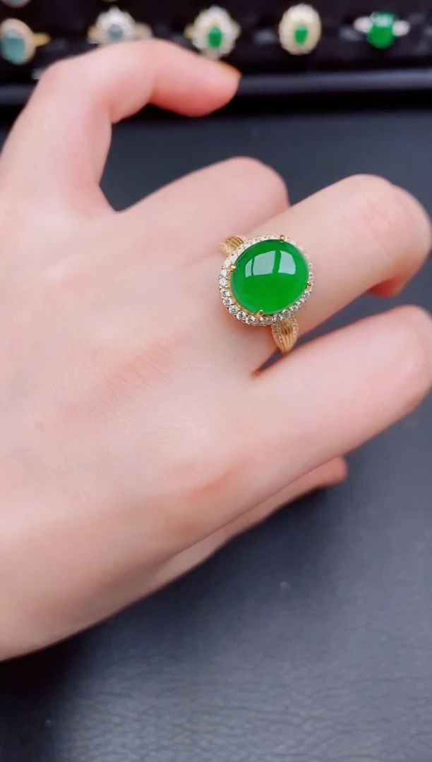 【闪购商品】翡翠戒指银S925镶嵌天然a货翡翠171