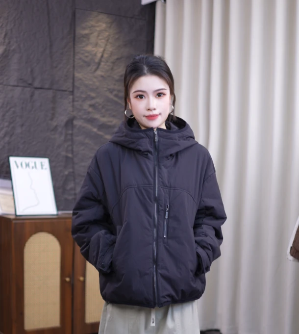 【双拉链棉服】秋冬新款休闲宽松连帽双拉链设计时尚百搭棉服外套女