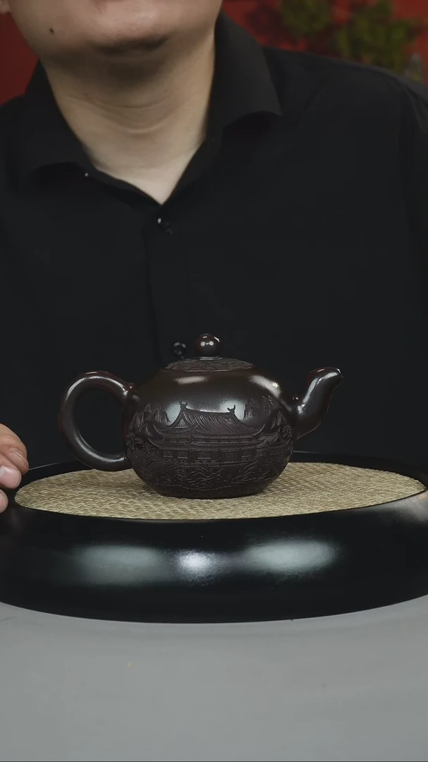 茶壶紫砂黑料石红 一粒珠