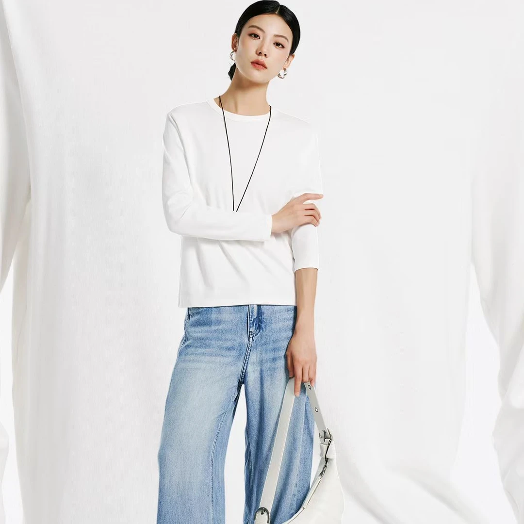 【苗姐衣橱】基础必备 莫代尔棉长袖打底T恤3570