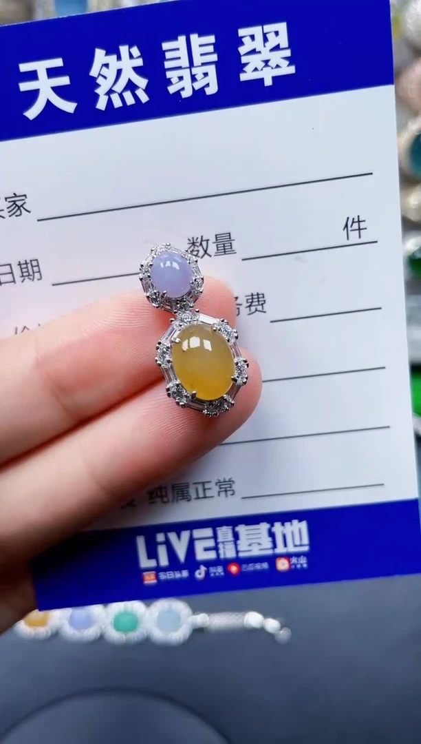 银S925镶嵌翡翠耳饰154