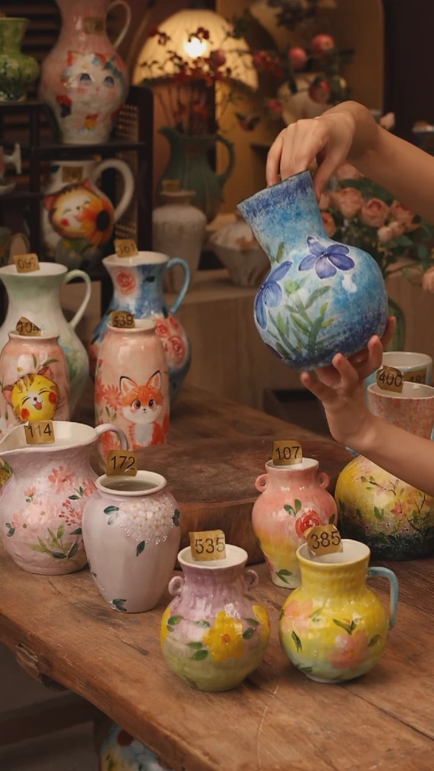 陶瓷景德镇设计师手作花器摆件侘寂风431