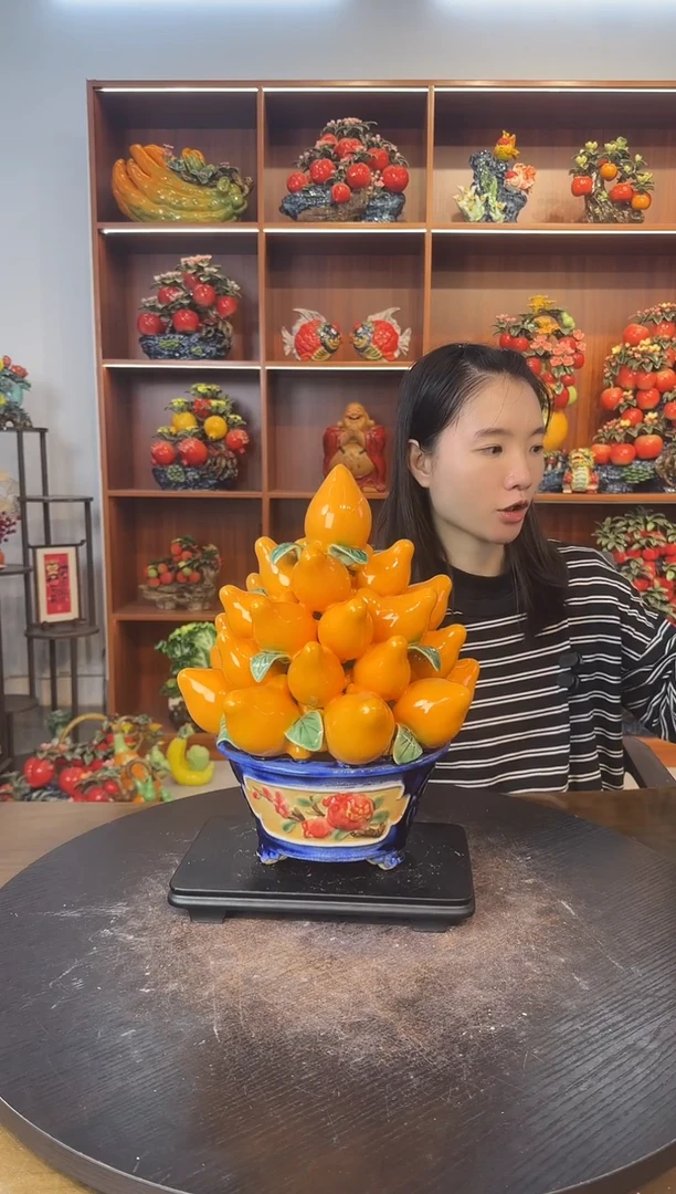 陶瓷36公分高五代同堂果