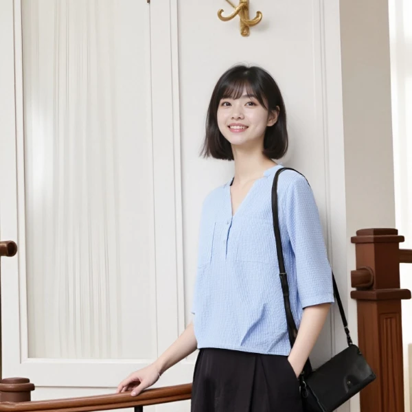 唐狮立领条纹通勤风拼接高温定型衬衫长袖休闲韩版123222013741