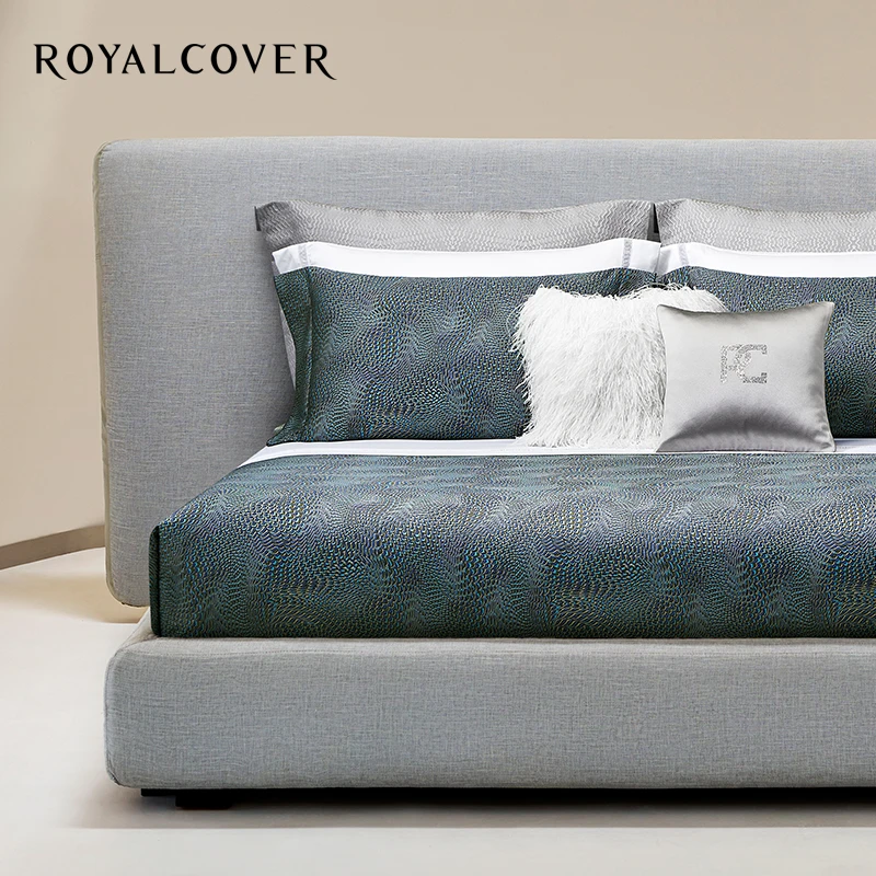 ROYALCOVER/罗卡芙现代贡缎全棉印花套件长绒棉亲肤四件套 埃森