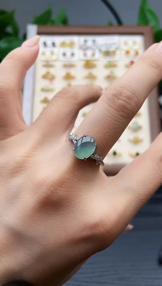 银S925镶嵌戒指翡翠12