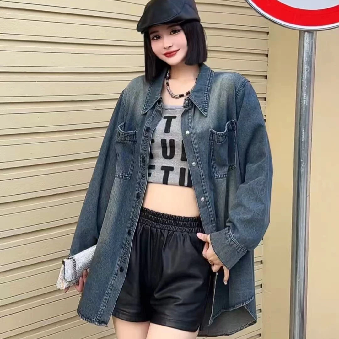 欧货爆版帅气重工刺绣牛仔服衬衫外套（衣长80左右）