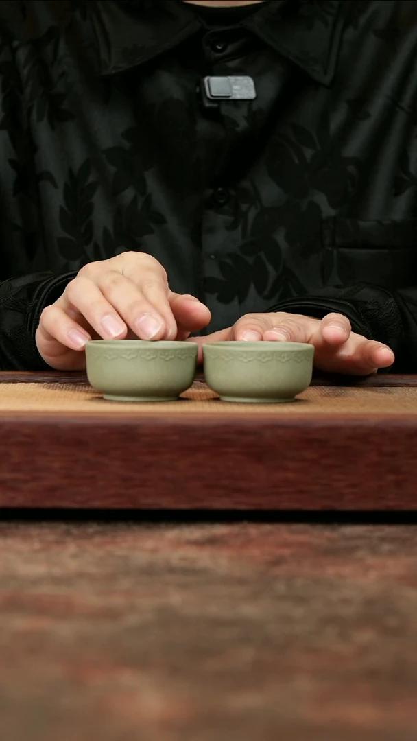 【闪购商品】紫砂茶杯苹果绿祥云杯