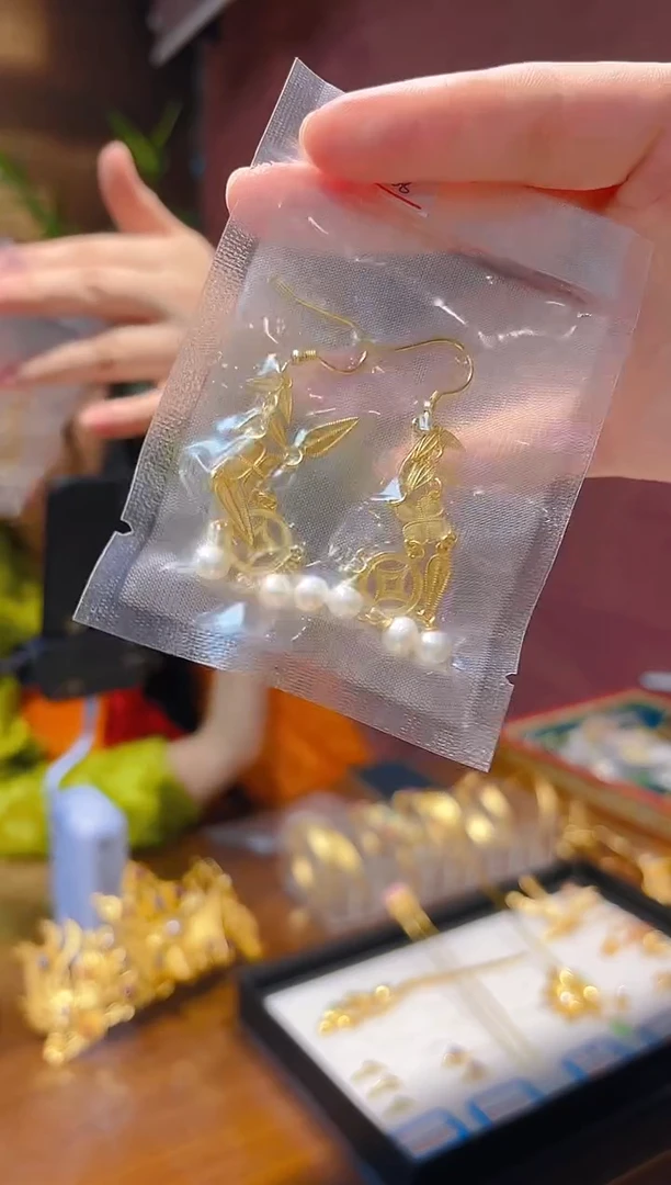 无925银纯银镀金 流苏耳环/对