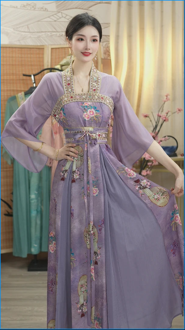 微岚熙2025夏季新款中国风飘逸日常长款连衣裙2826