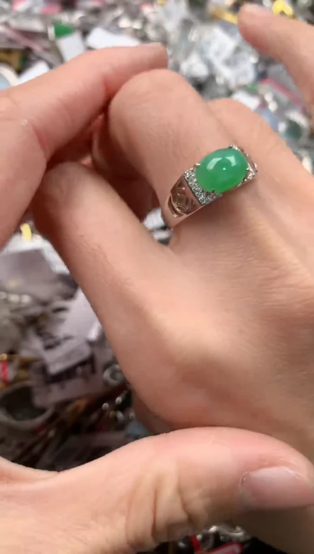 银S925镶嵌戒指翡翠10   4