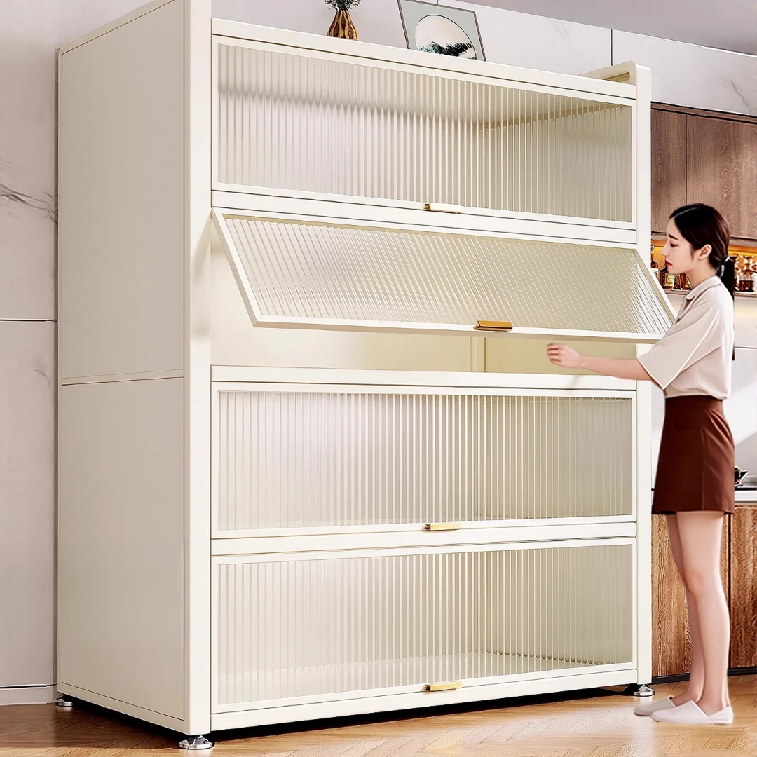 上翻门碗柜子厨房收纳柜多功能多层储物柜家电微波炉置物架子加厚