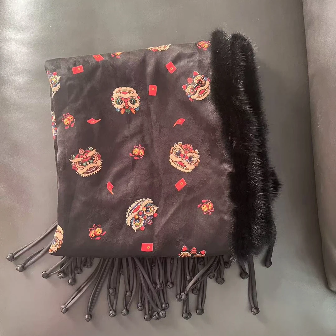 BAISHIQI【醒狮披肩围巾】NEW复古双面流苏拼接