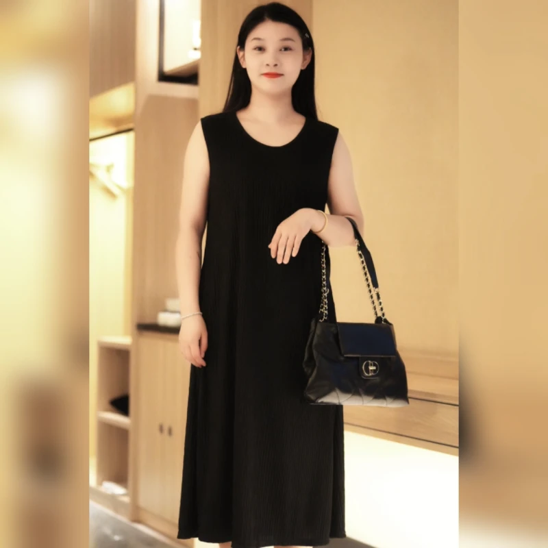 无袖高腰套头背心连衣裙女款爆款2025新款高级感轻奢
