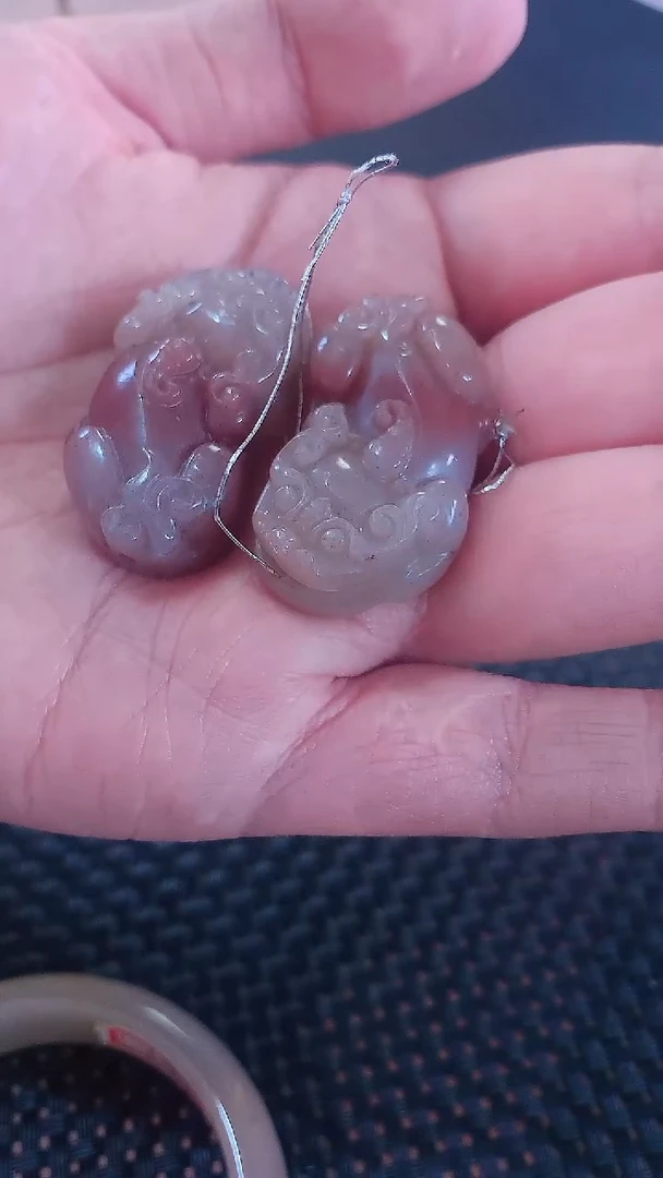 未镶嵌吊坠石英质玉芋泥色 一对