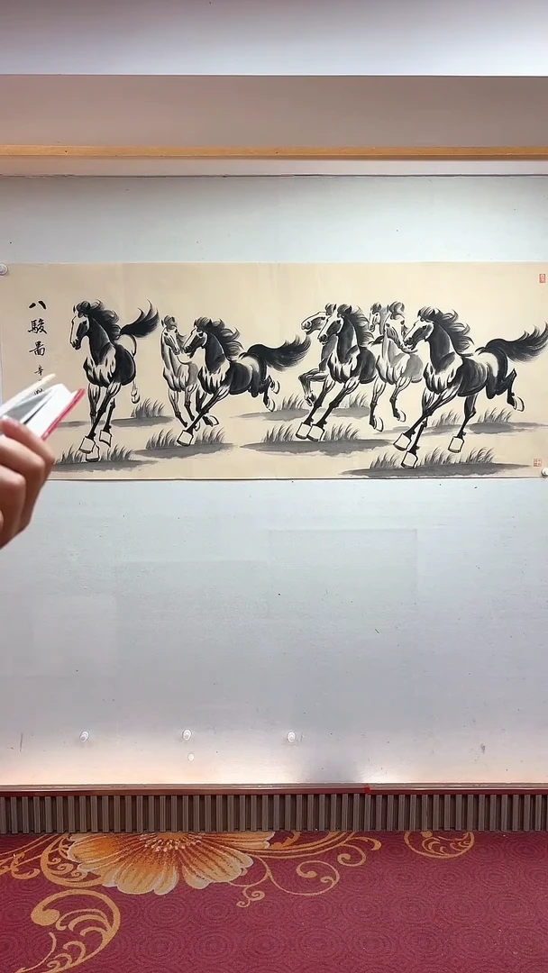 国画仿古八骏图/6尺/雷畅胜