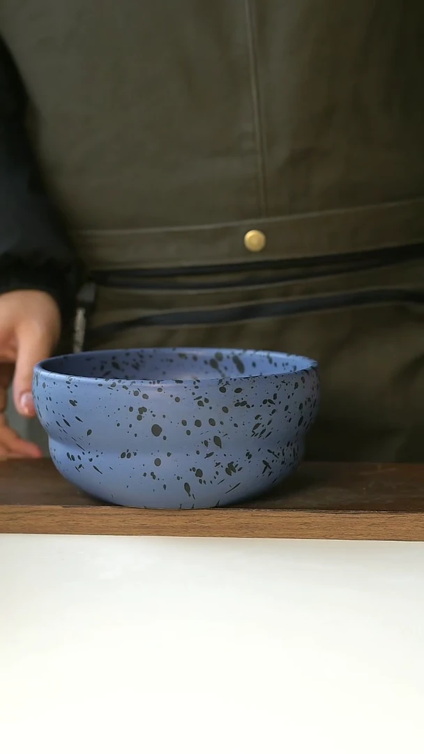 【闪购商品】陶瓷微瑕紫色泼墨沙拉碗15cm@4-2@