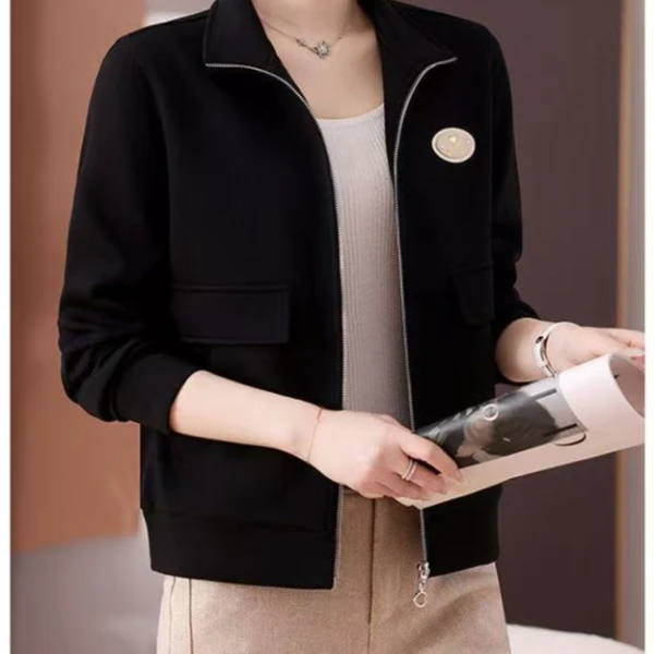 立领全拉链63㎝时尚上衣女士休闲百搭秋季长袖