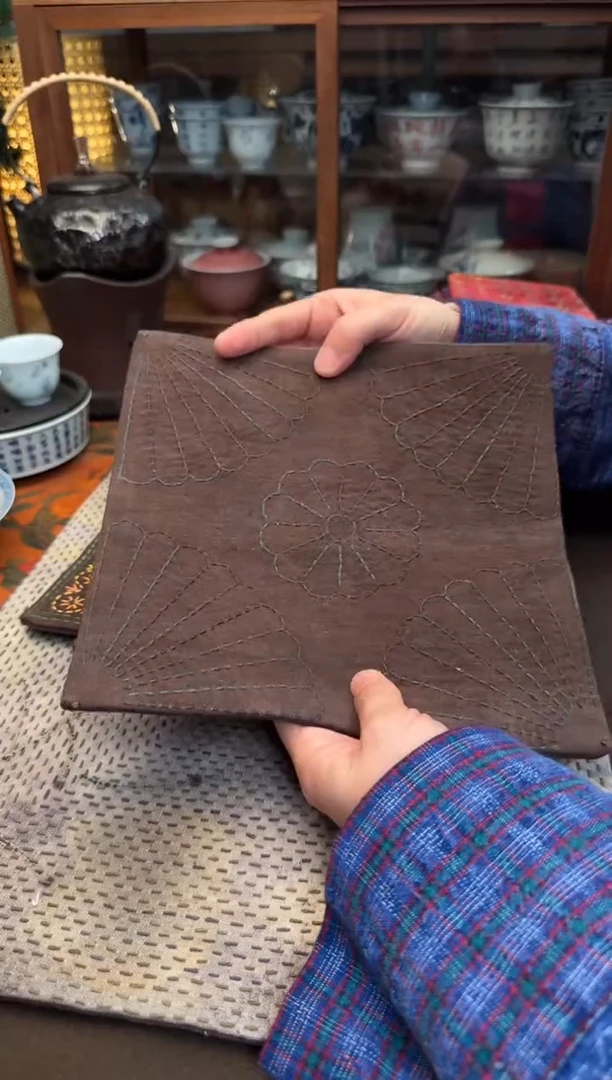 【闪购商品】织绣Cici手作刺子绣植物染柿染茶席-580