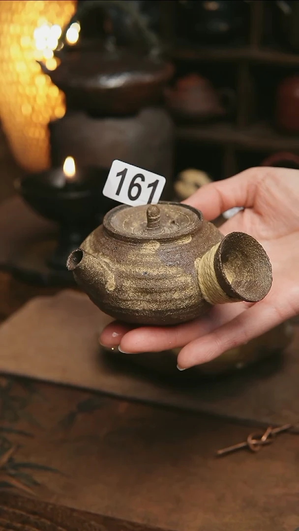 161紫砂全手工粉引侧把茶壶150毫升