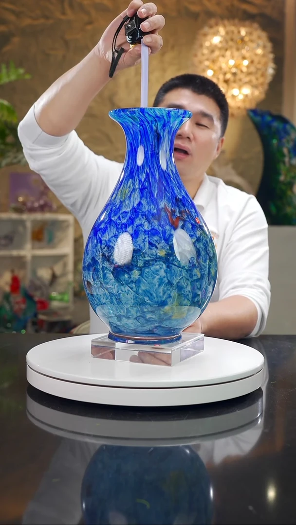摆件福利设计款蓝彩莫奈花瓶