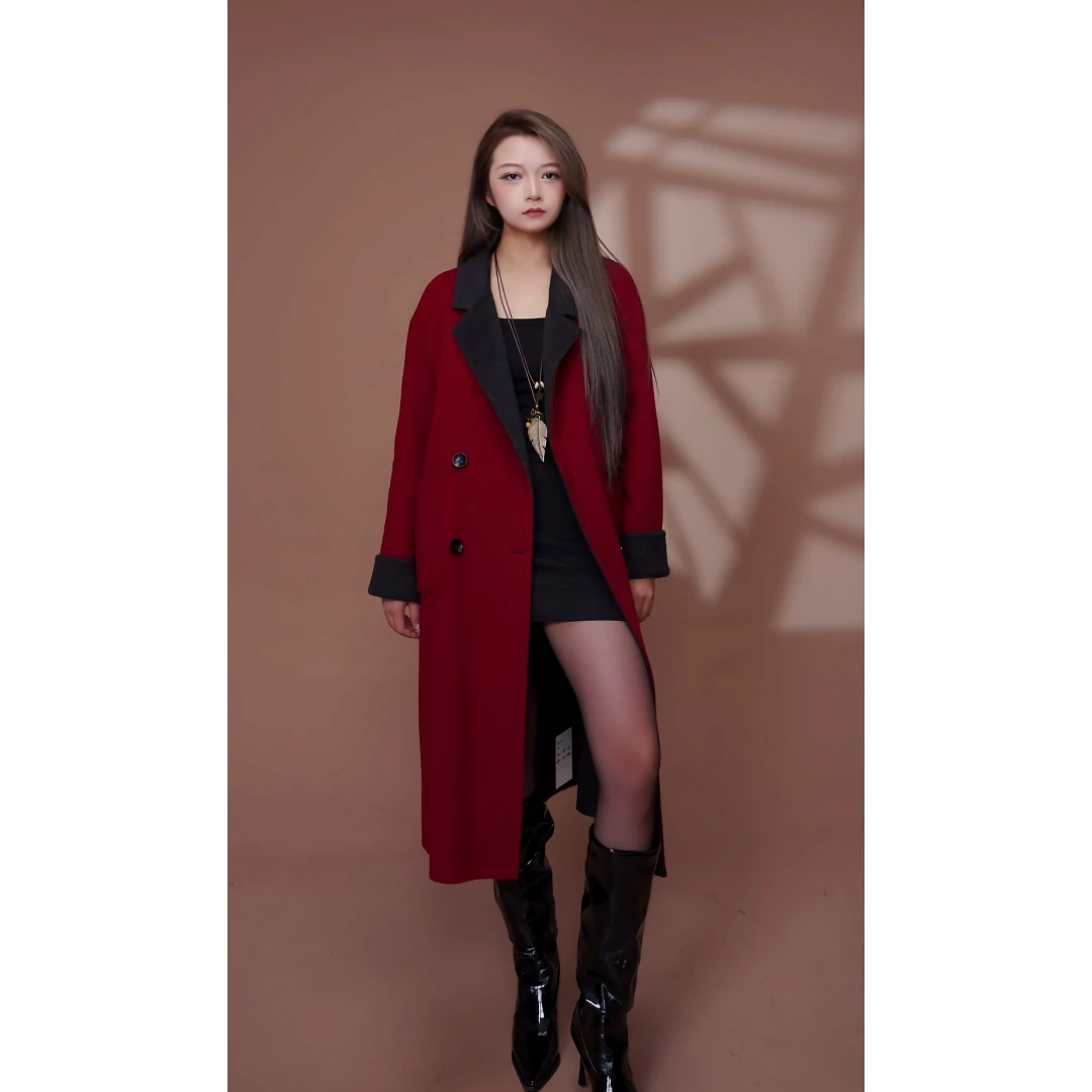 【25028】（双面双穿）高级感羊毛大衣气质大牌款毛呢外套-禁水洗