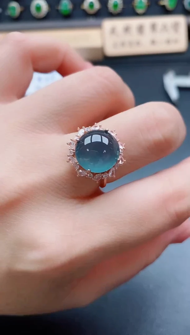 银S925镶嵌戒指翡翠1