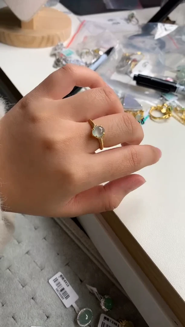 银S925镶嵌戒指翡翠7