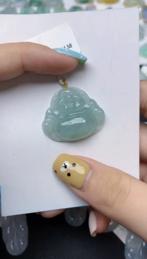 翡翠18K金镶嵌颈饰天然翡翠A货