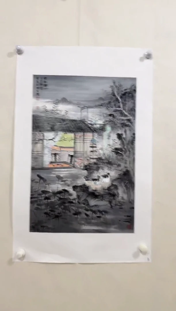 国画y/天津人美-刘助忠2.7平尺山水作品