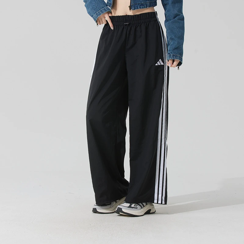 阿迪达斯梭织长裤女2025春季新款运动裤宽松透气阔腿裤子JE1306