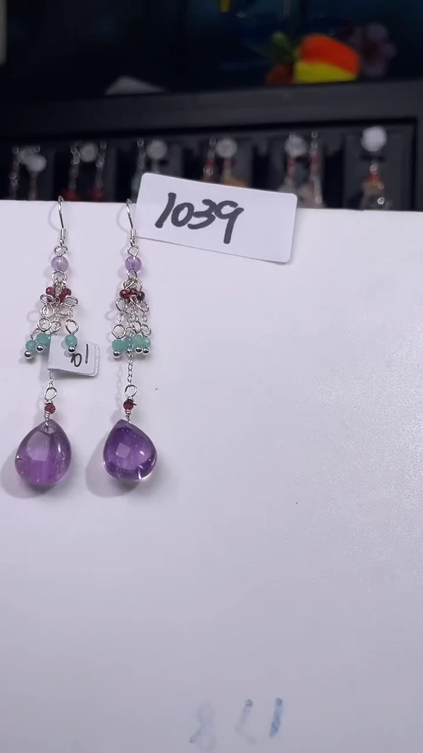 未镶嵌耳饰紫晶喜欢拍