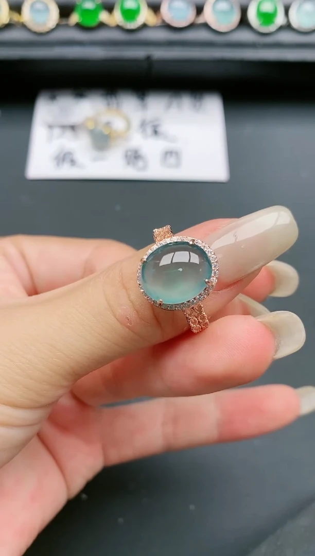 翡翠戒指银S925镶嵌1111