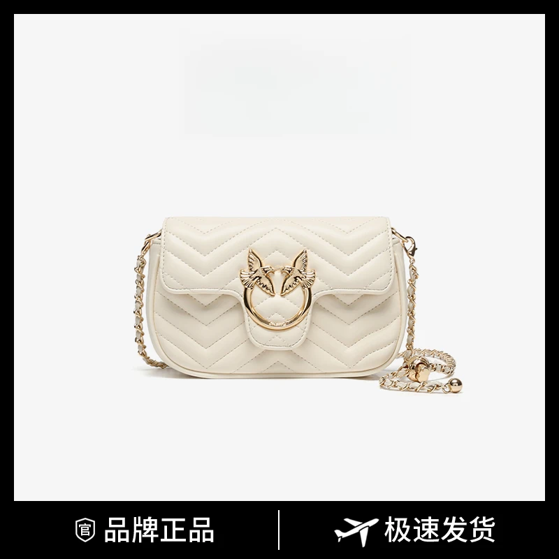 单肩包横款扣式简约风斜跨包链条包小方包小众菱格单肩