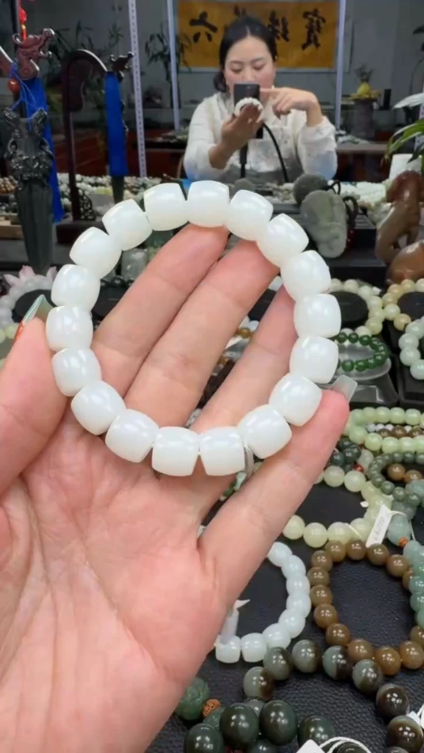 未镶嵌手串和田玉新疆黑山白玉卡12