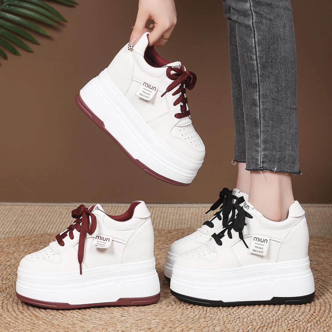 【跟高10、12厘米】厚底内增高小白鞋女鞋2025春秋新款百搭休闲鞋ins