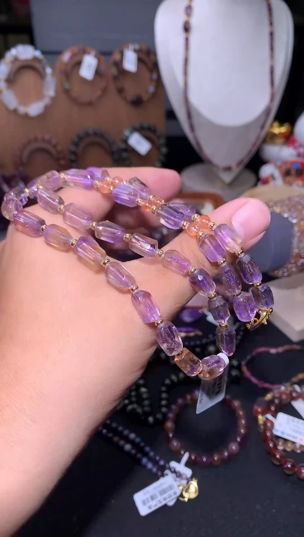 未镶嵌珠宝半成品水晶?****?紫黄水晶塔链