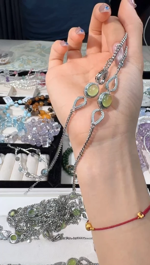 葡萄石未镶嵌手绳M020葡萄石蛋面手链