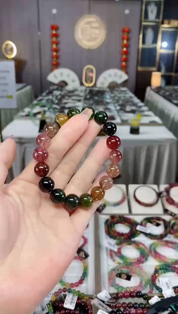 未镶嵌收藏级老矿碧玺单圈手串11mm+碧玺hon多样性发货一条