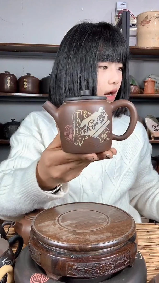 【闪购商品】罐建水紫陶手工彩填壶